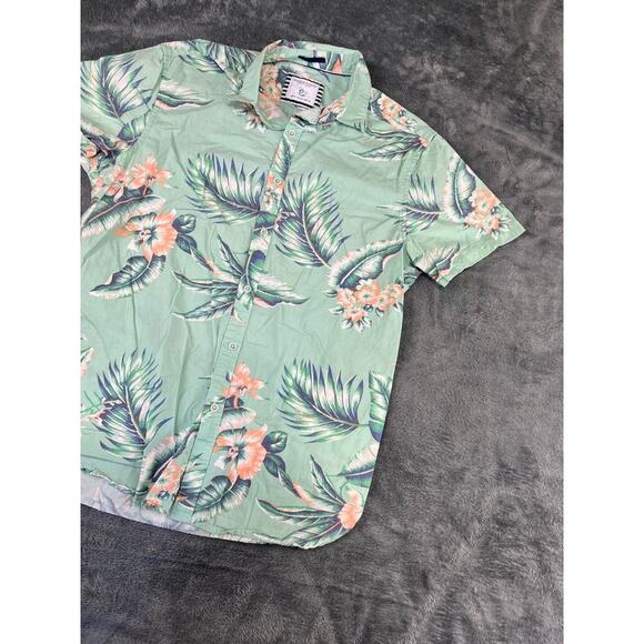 Men’s Denim & Flower Ricky Singh Medium Tropical Leaf Print Short-Sleeve Shirt - Picture 6 of 10